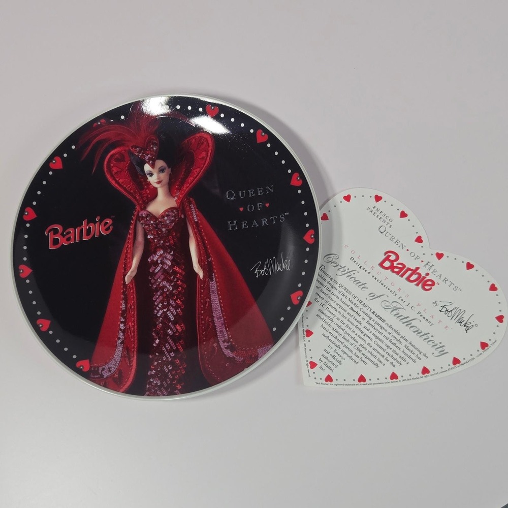 Barbie Collector Plate Bob Mackie Queen of Hearts Red Porcelain Limited Edition
